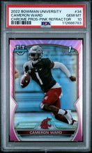 Load image into Gallery viewer, Cam Ward - 2022 Bowman University - Chrome Pros. Pink Refractor Rookie Card #34 - Graded PSA 10