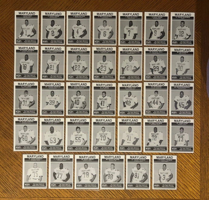 1991 PNC Big 33 Football Classic - Maryland Complete Set - 34 Cards - RARE!